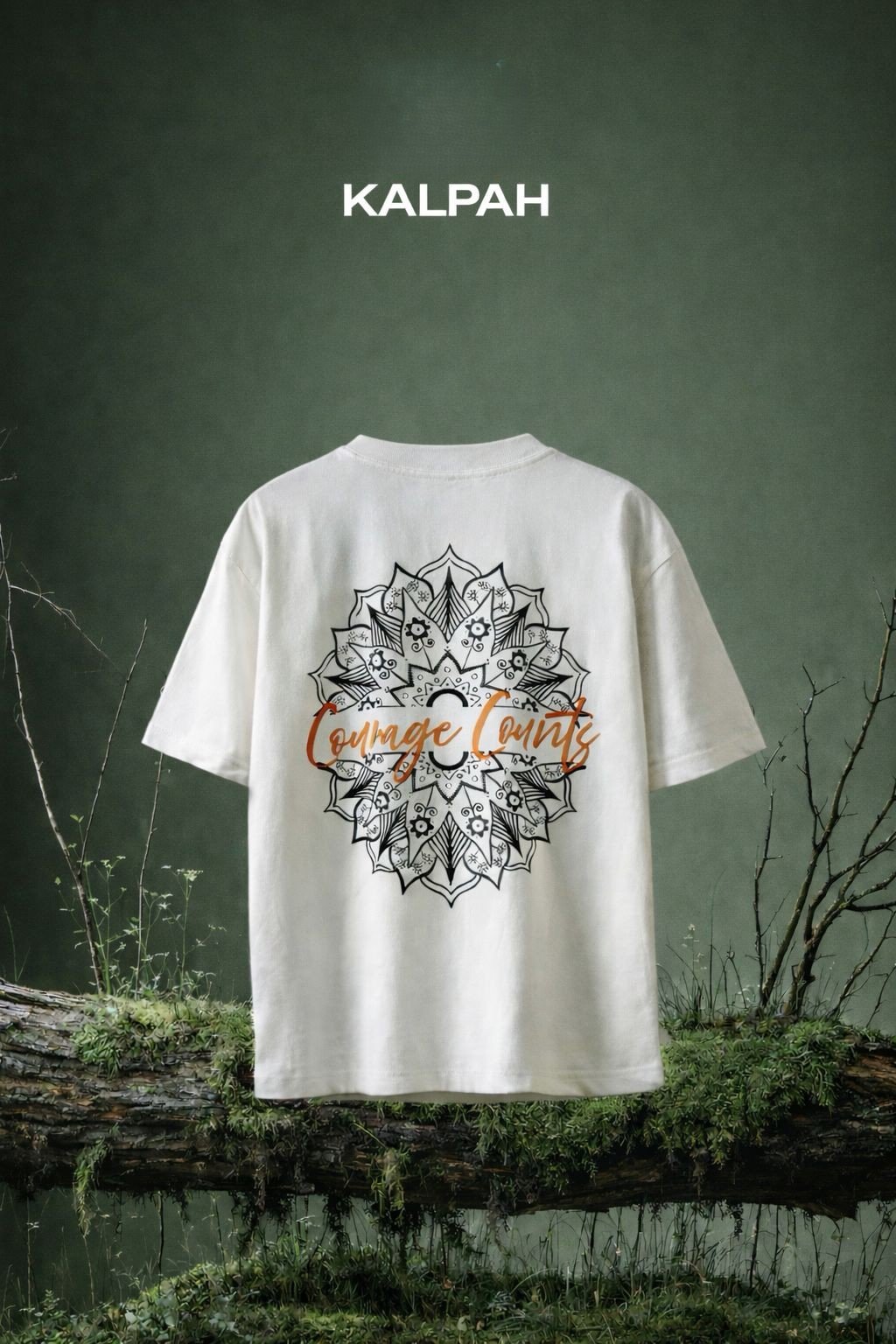 Home the "courage counts" mandala tee (off white)